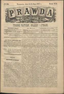 Prawda : tygodnik polityczny, społeczny i literacki, 1887, R. 7, nr 20