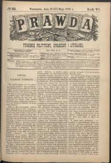 Prawda : tygodnik polityczny, społeczny i literacki, 1886, R. 6, nr 22