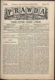 Prawda : tygodnik polityczny, społeczny i literacki, 1886, R. 6, nr 23