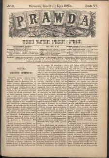 Prawda : tygodnik polityczny, społeczny i literacki, 1886, R. 6, nr 31