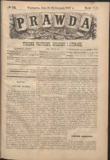 Prawda : tygodnik polityczny, społeczny i literacki, 1887, R. 7, nr 34