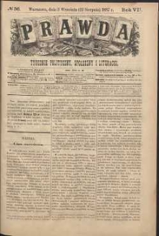 Prawda : tygodnik polityczny, społeczny i literacki, 1887, R. 7, nr 36