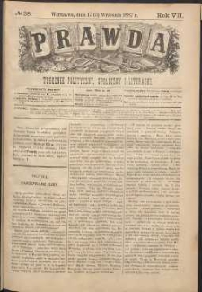 Prawda : tygodnik polityczny, społeczny i literacki, 1887, R. 7, nr 38