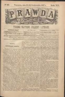 Prawda : tygodnik polityczny, społeczny i literacki, 1887, R. 7, nr 43
