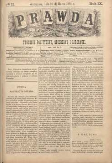 Prawda : tygodnik polityczny, społeczny i literacki, 1889, R. 9, nr 11