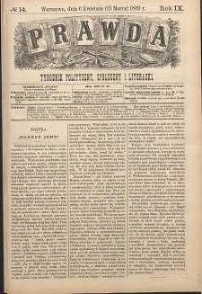 Prawda : tygodnik polityczny, społeczny i literacki, 1889, R. 9, nr 14