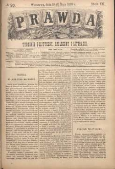 Prawda : tygodnik polityczny, społeczny i literacki, 1889, R. 9, nr 20