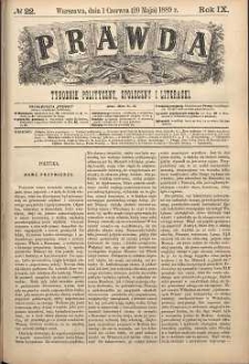 Prawda : tygodnik polityczny, społeczny i literacki, 1889, R. 9, nr 22