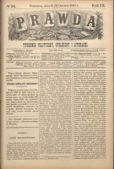 Prawda : tygodnik polityczny, społeczny i literacki, 1889, R. 9, nr 24