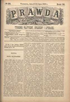 Prawda : tygodnik polityczny, społeczny i literacki, 1889, R. 9, nr 28
