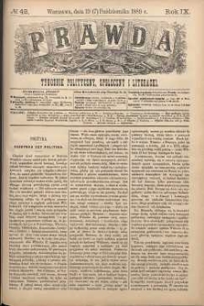 Prawda : tygodnik polityczny, społeczny i literacki, 1889, R. 9, nr 42