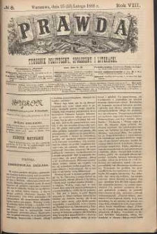 Prawda : tygodnik polityczny, społeczny i literacki, 1888, R. 8, nr 8