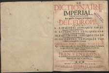 Le Dictionnaire Imperial representant les quatre langues principale de l’Europe [...] ; corrigé [et] considerablment augmente par Nicolas de Castelli