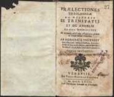 Praelectiones theologicae : de Mysterio SS. Trinitatis et de Angelis [...].T.2