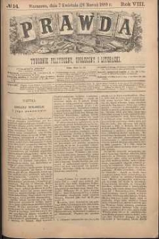 Prawda : tygodnik polityczny, społeczny i literacki, 1888, R. 8, nr 14