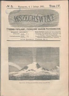 Wszechświat : Tygodnik popularny, poświęcony naukom przyrodniczym, 1885, T. 4, nr 5