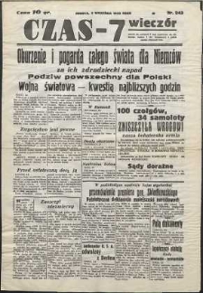 Czas-7 Wiecz&oacute;r, 1939, nr 243