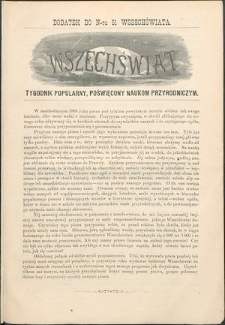 Wszechświat : Tygodnik popularny, poświęcony naukom przyrodniczym, 1887, T. 6, nr 51, dod.