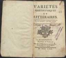 Variétes philosophiques et littéraires