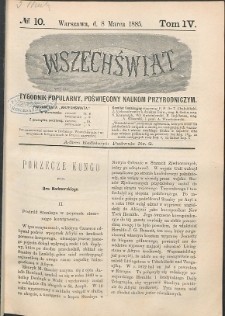 Wszechświat : Tygodnik popularny, poświęcony naukom przyrodniczym, 1885, T. 4, nr 10